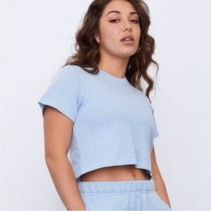 SET Active Crewneck Short Sleeve Baby Blue Baby Tee Medium 100% Cotton